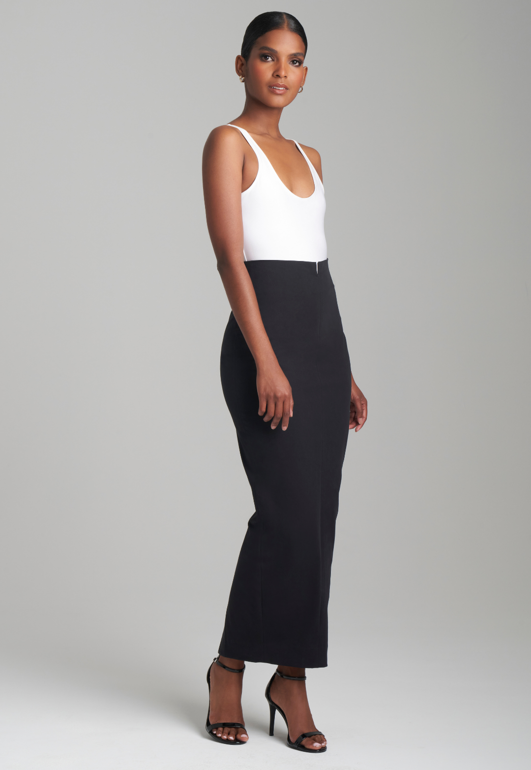 Penelope Italian Cotton Pencil Skirt in Black