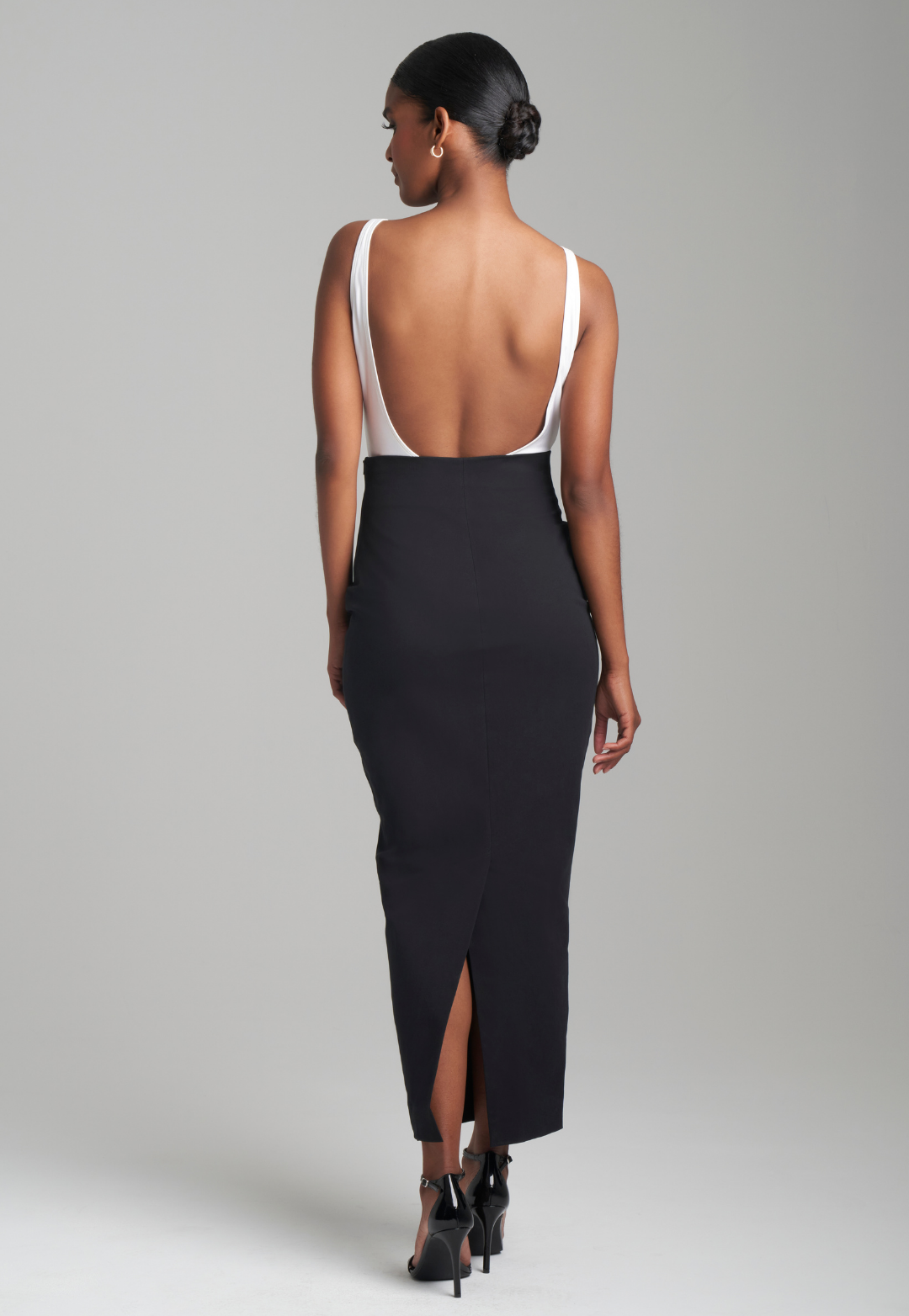 Penelope Italian Cotton Pencil Skirt in Black