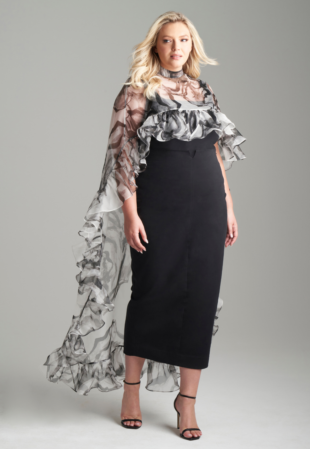 Penelope Italian Cotton Pencil Skirt in Black