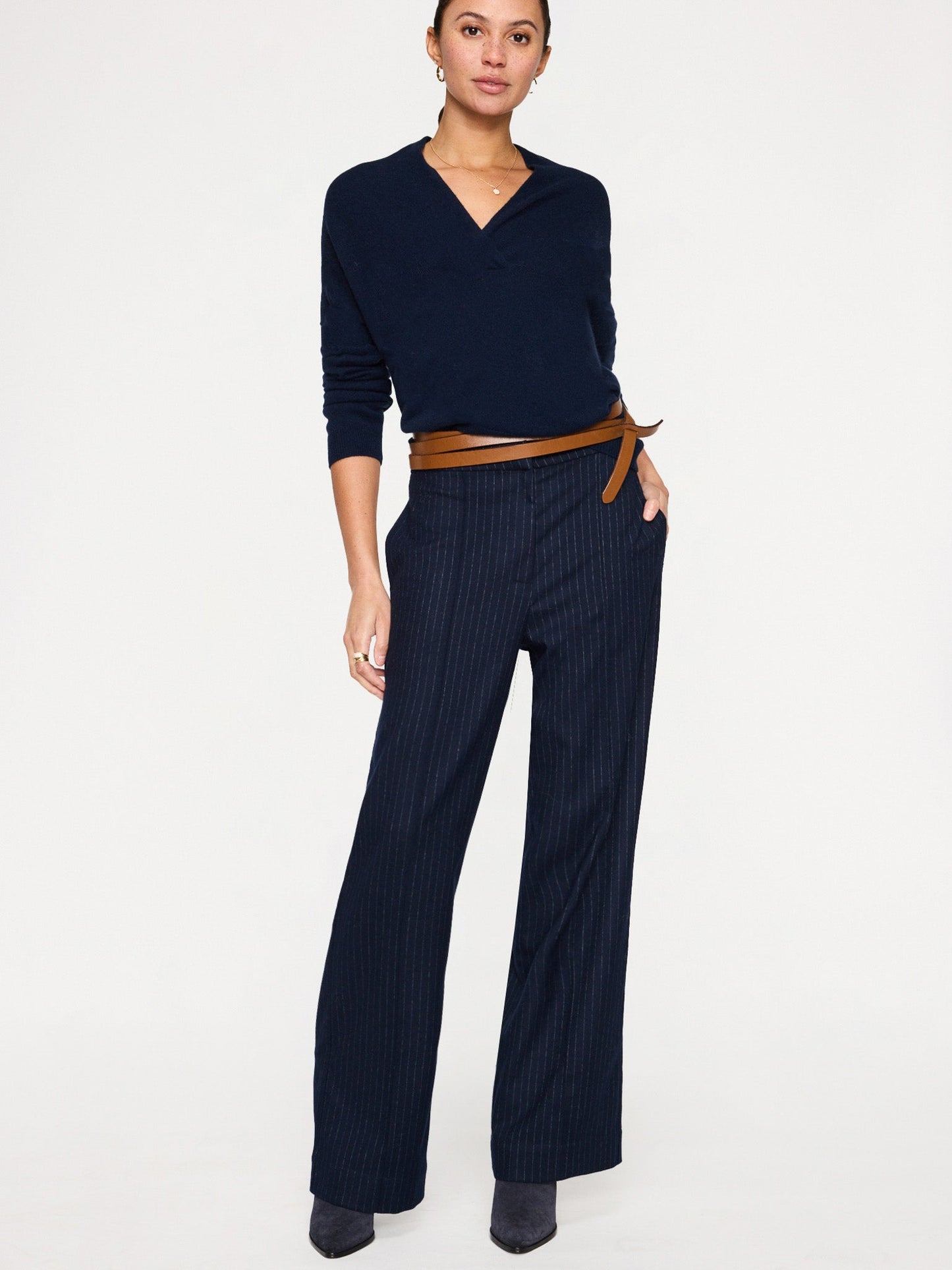 The Siena Wrap Neck Cashmere Pullover