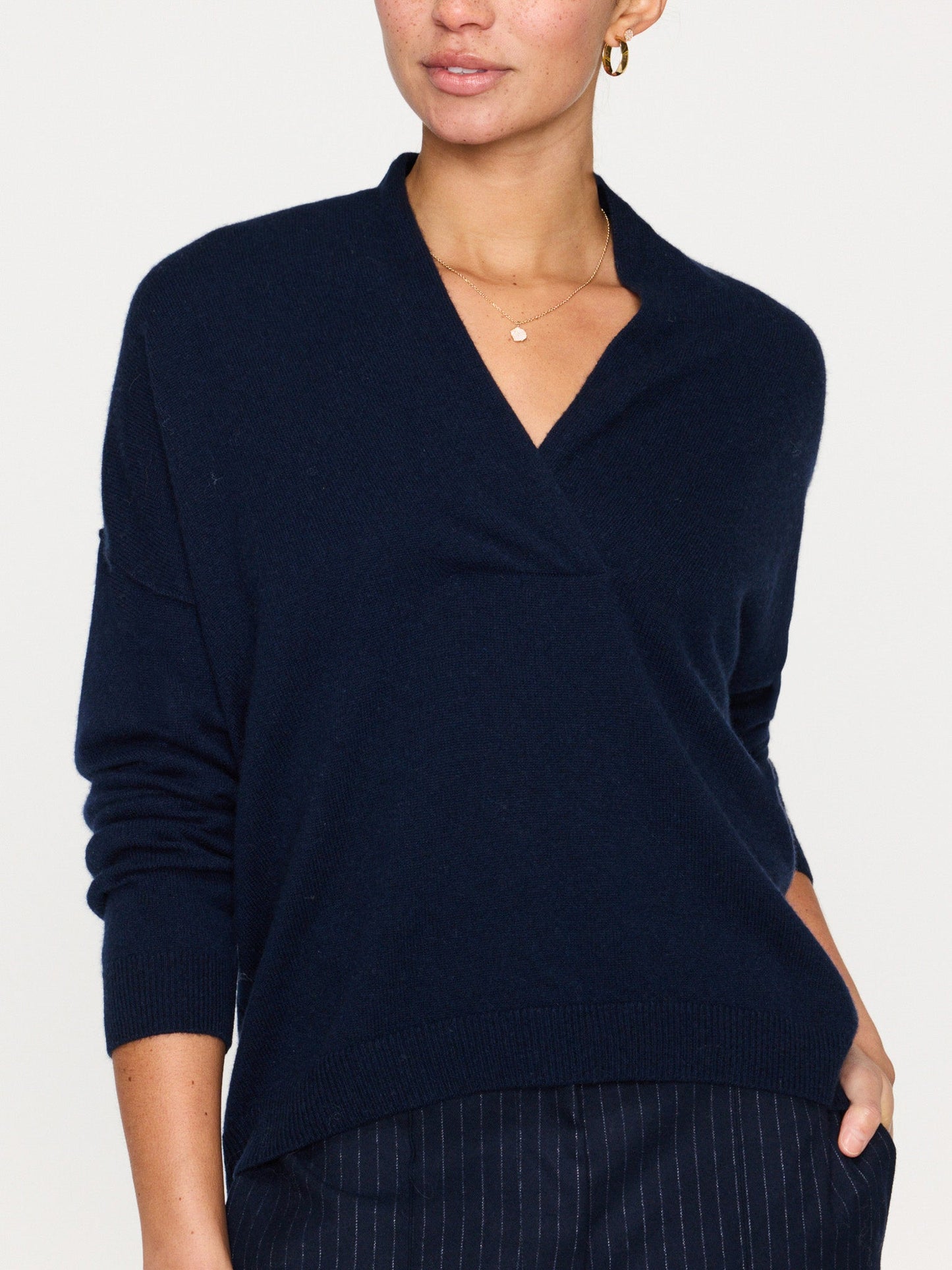 The Siena Wrap Neck Cashmere Pullover