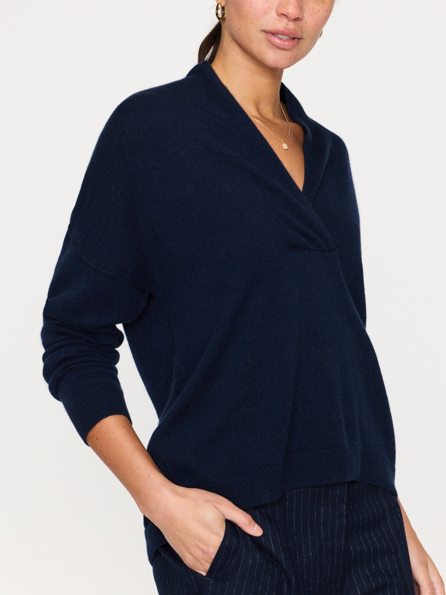 The Siena Wrap Neck Cashmere Pullover