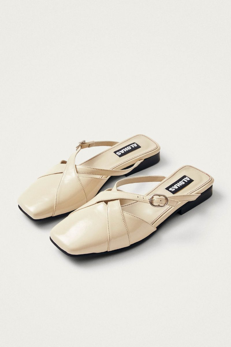 ADRIA ONIX CREAM LEATHER MULES