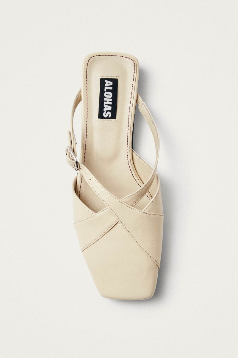 ADRIA ONIX CREAM LEATHER MULES